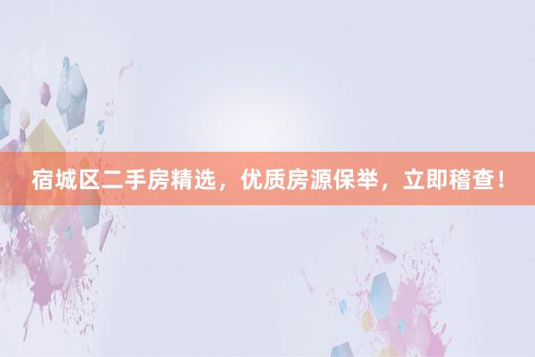 宿城区二手房精选，优质房源保举，立即稽查！