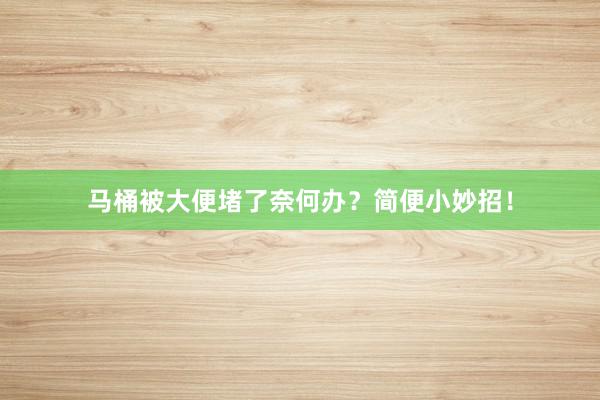 马桶被大便堵了奈何办？简便小妙招！
